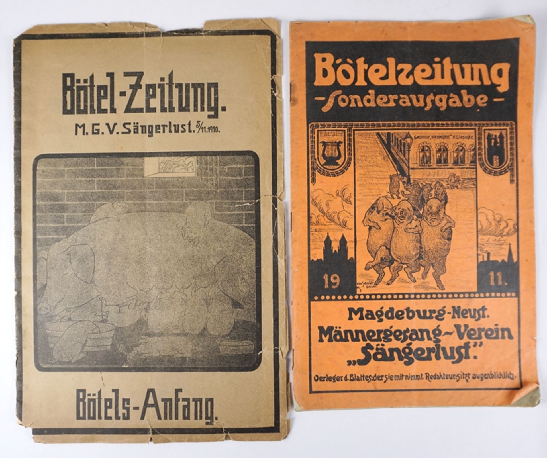 2* "Bötelzeitung", Männergesang-Verein "Sängerlust", Magdeburg-Neustadt, 1910 und 1911