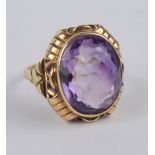 Ring mit ovalem, facettierten Amethyst, 585er Gold, Gew.6,49g