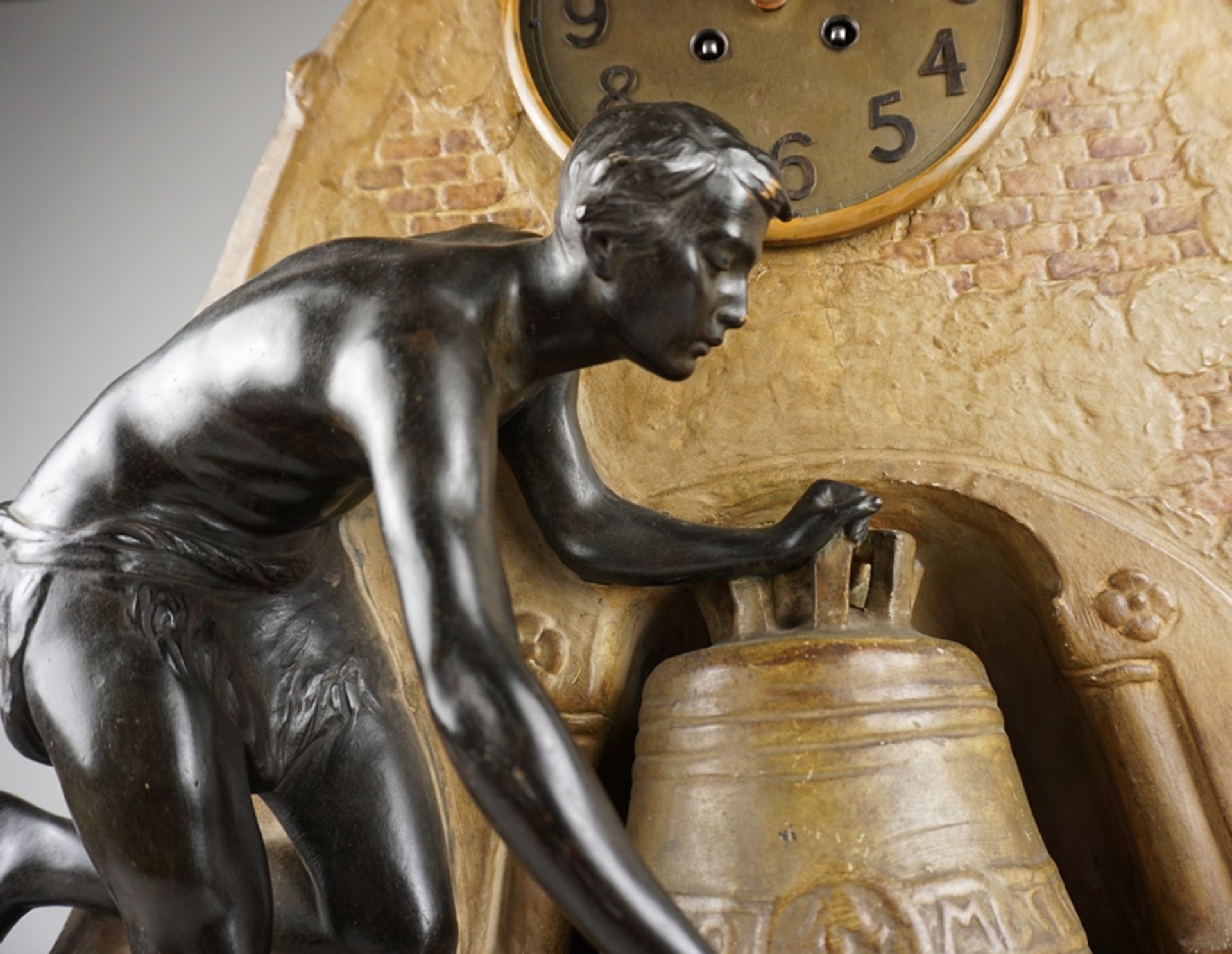 Figural Art Nouveau Clock, Friedrich Goldscheider Manufactory, Vienna, c. 1900 - Image 5 of 6