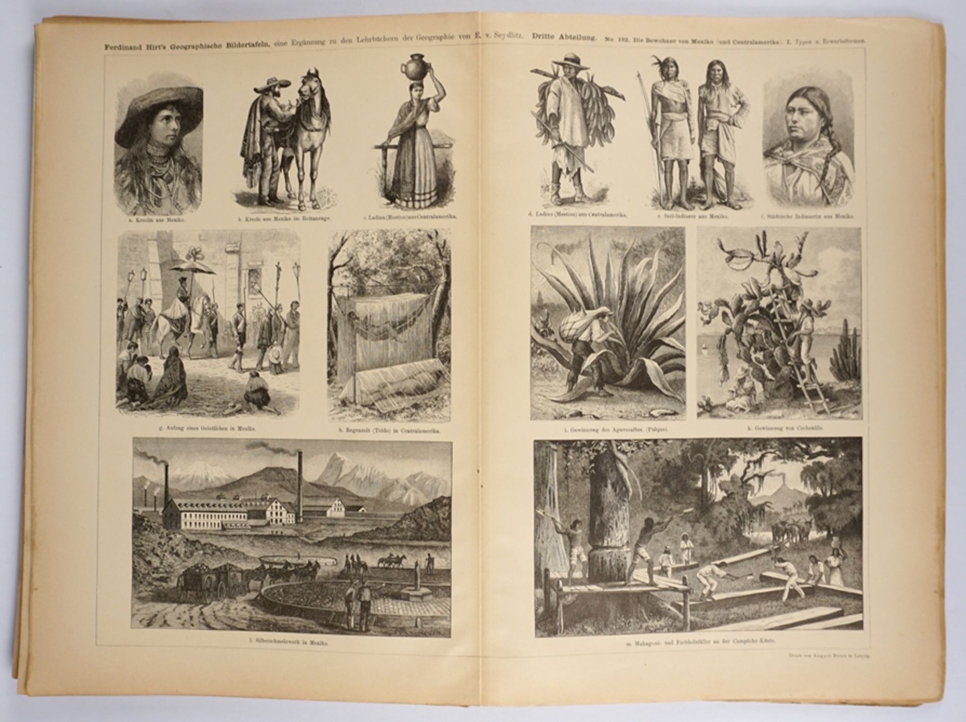 2* Ferdinand Hirt's geographische Bildertafeln, Dritter Teil: Völkerkunde, 2. und 3.Abteilung, 1887 - Image 2 of 3