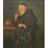 E. Köppe, "Trinkender Mönch", 19. Jh., Öl/Leinwand