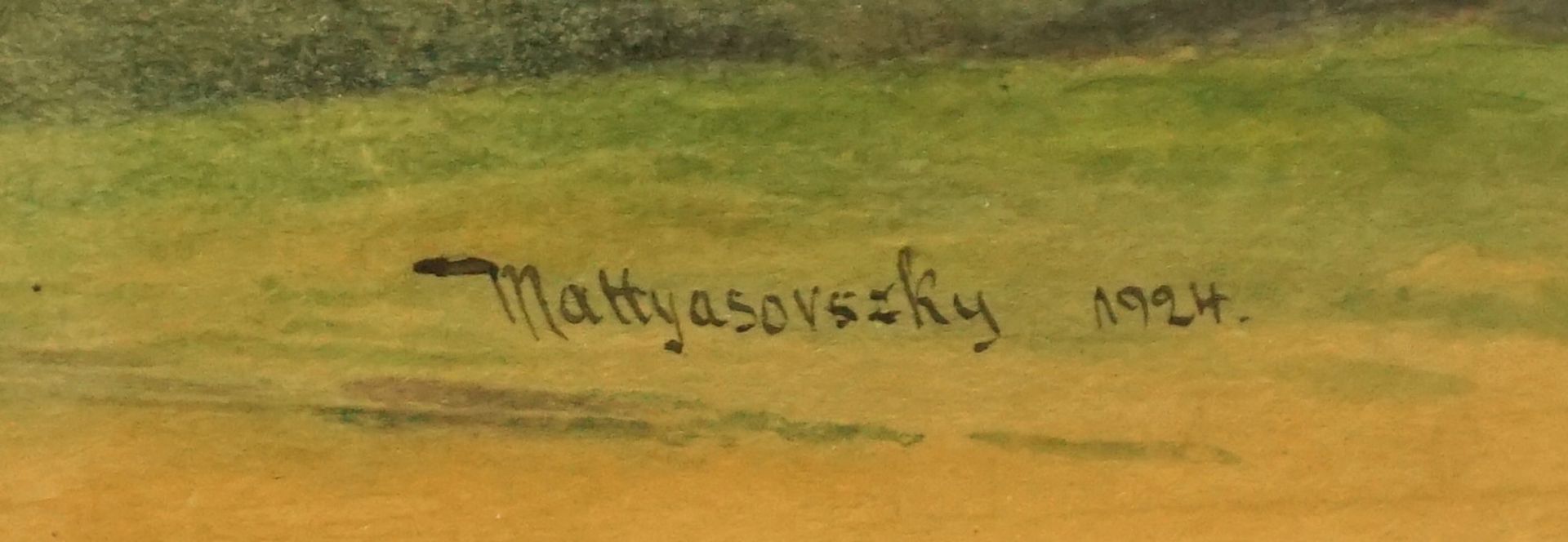signiert "Mattyasovszky", "Städtepanorama in Ungarn", 1924, Aquarell/Papier - Bild 3 aus 3