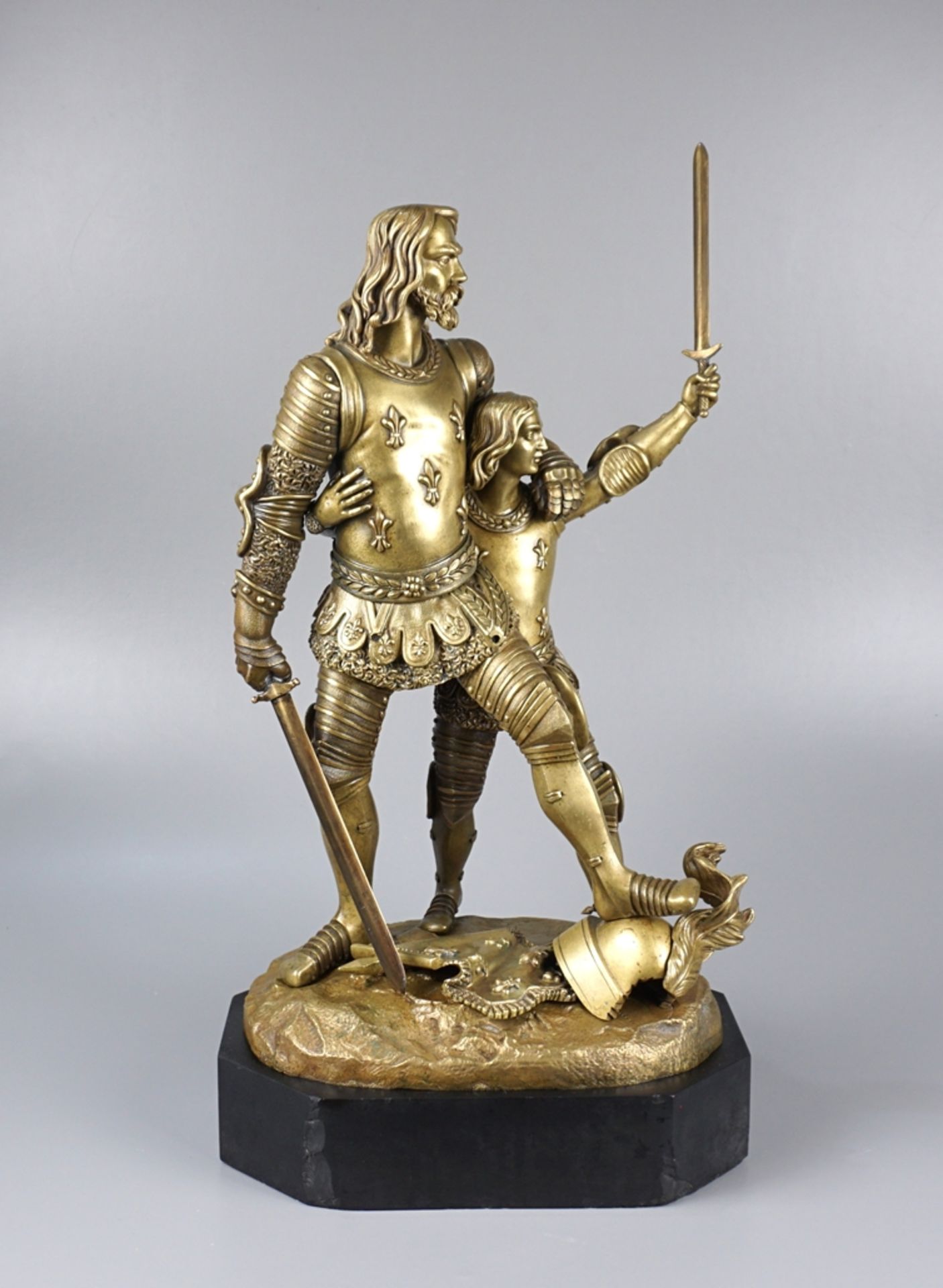 Französischer Bildhauer des 19. Jh., Jeanne d`Arc und König Karl VII., Bronze