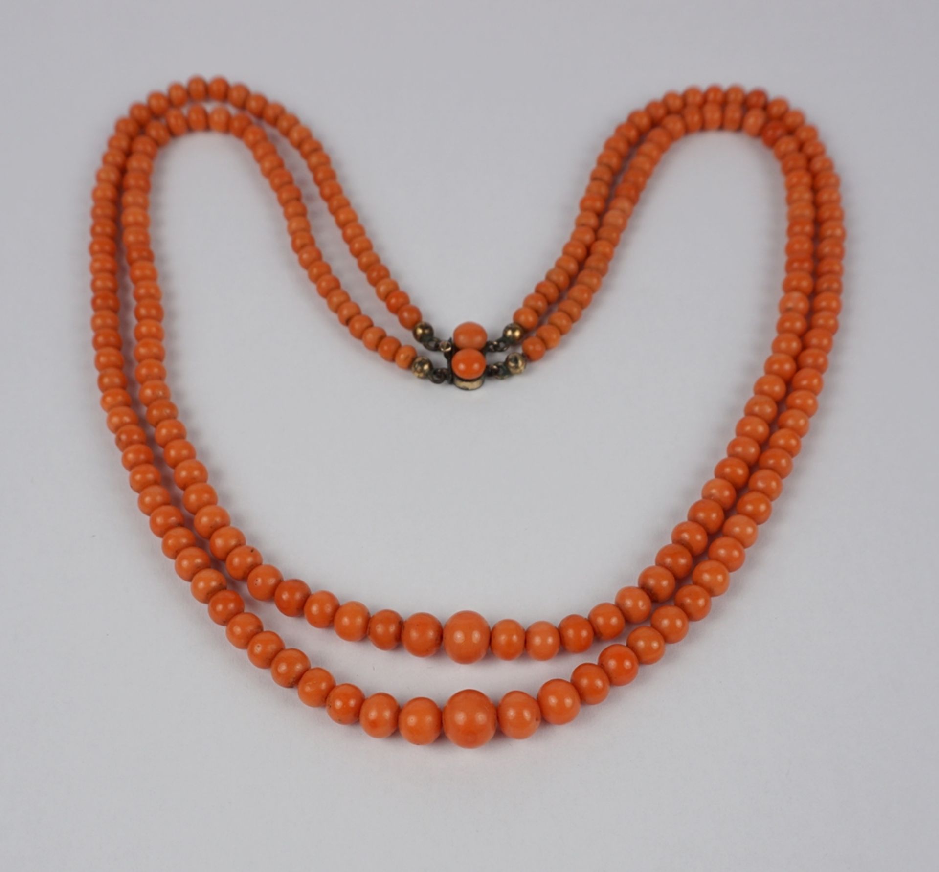 double row coral ball chain, wt.51,98g, around 1920