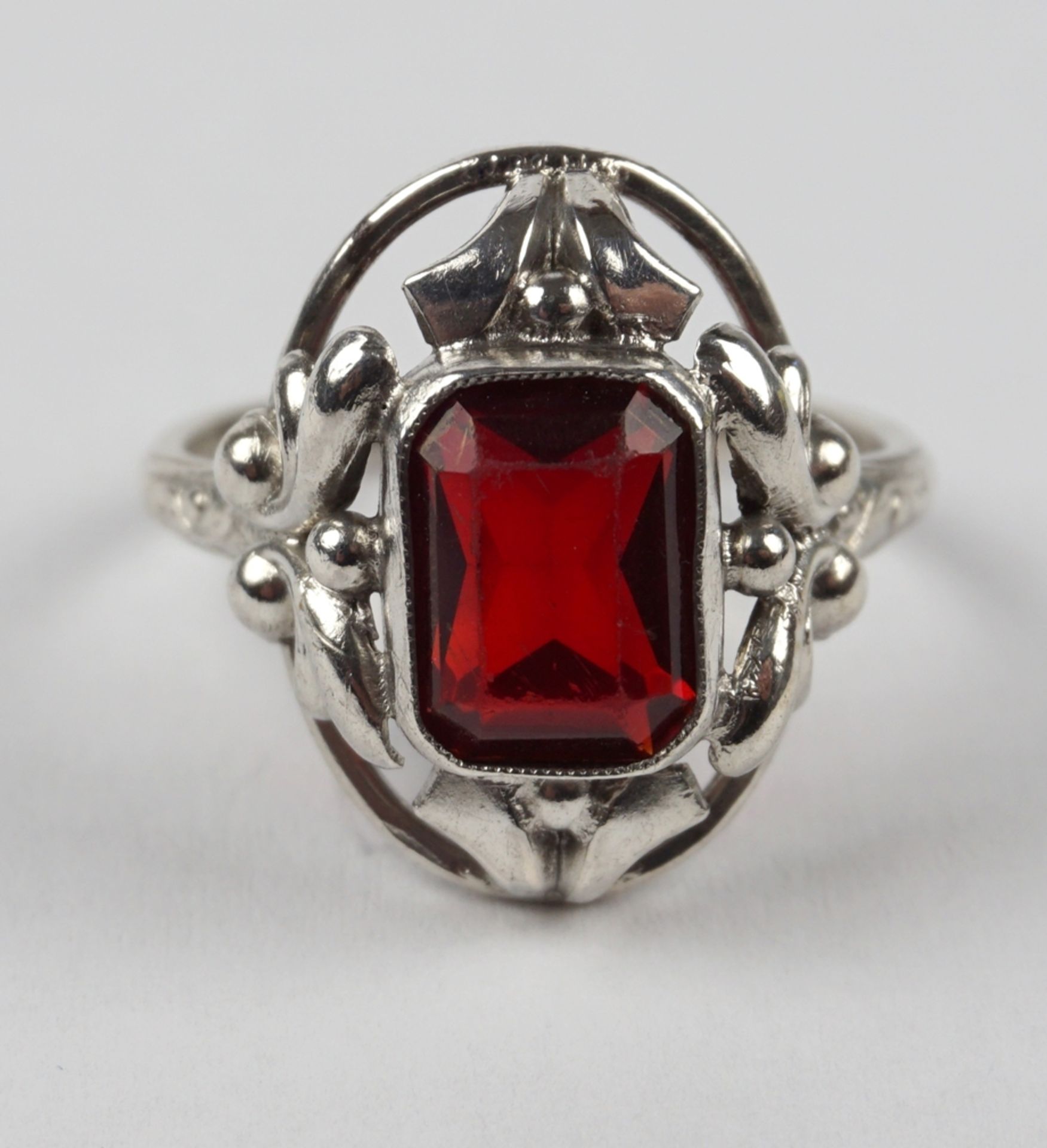 Ring with garnet red stone, 835 silver, wt.3,46g