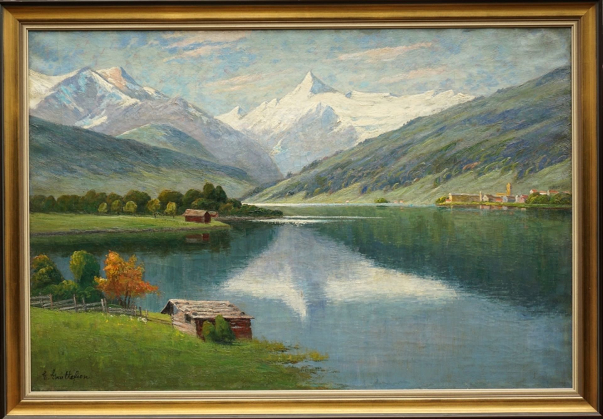 Elisabeth Grüttefien-Kiekebusch (1871, Kettwig/Essen - ?), "Lake Zell with a view of the Kitzsteinh - Image 2 of 4
