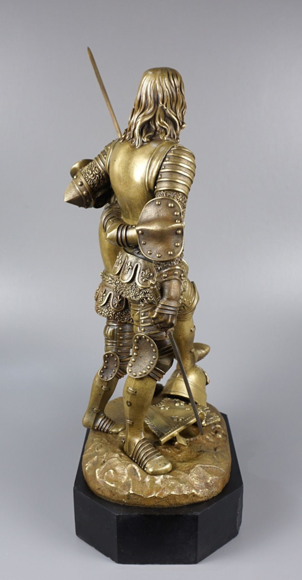 Französischer Bildhauer des 19. Jh., Jeanne d`Arc und König Karl VII., Bronze - Bild 5 aus 7