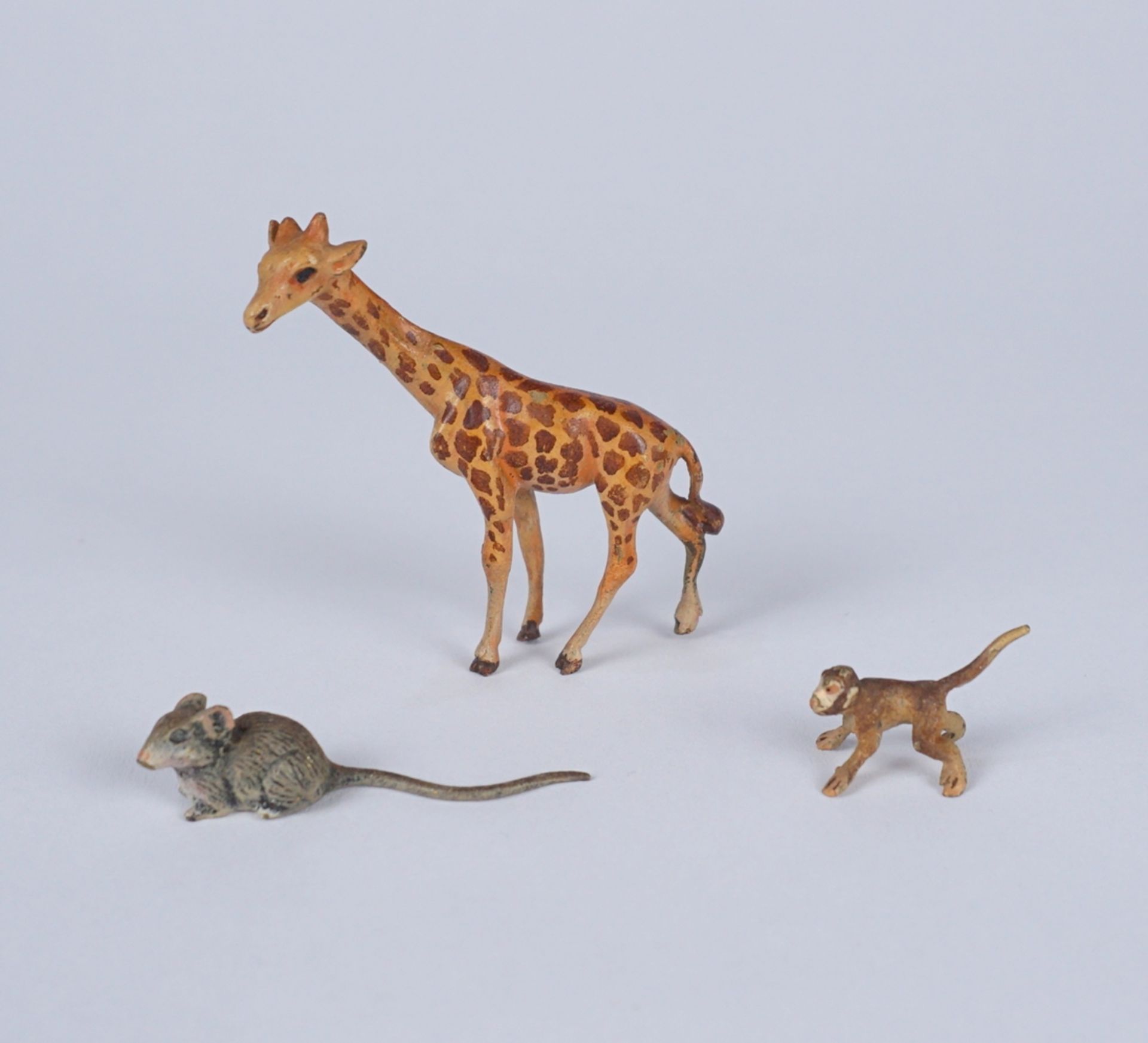 3 miniature animal figures, Viennese bronze