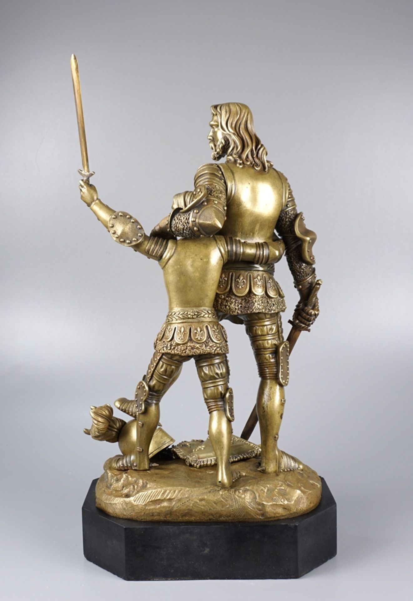 Französischer Bildhauer des 19. Jh., Jeanne d`Arc und König Karl VII., Bronze - Bild 3 aus 7