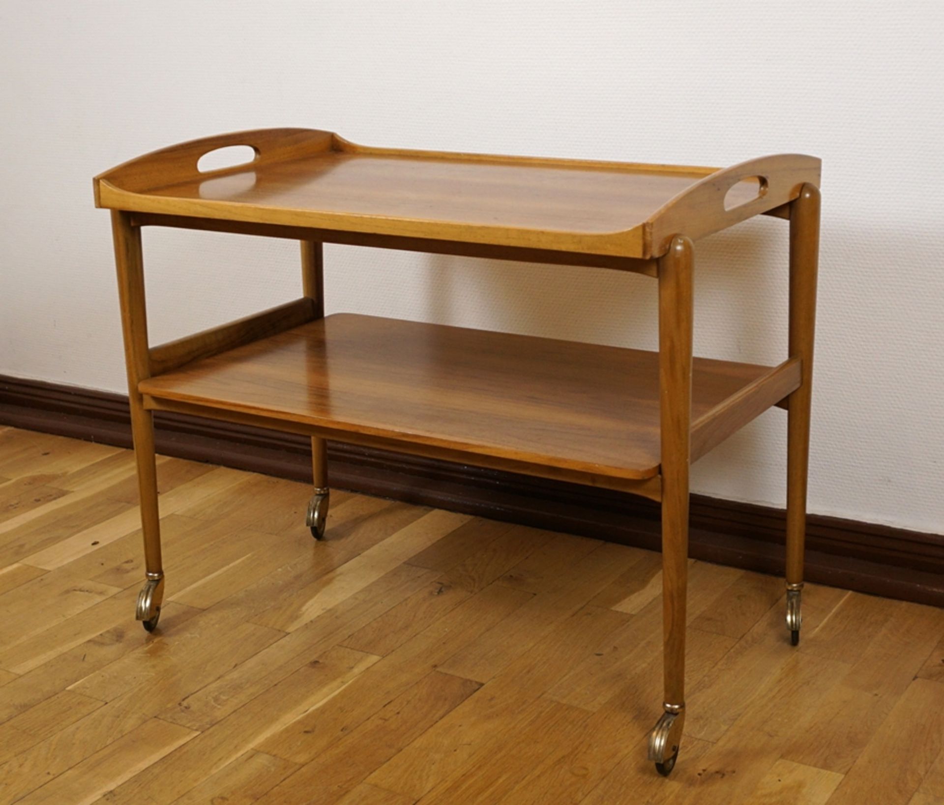 Serving trolley with tray, walnut, 1960s - Image 2 of 3