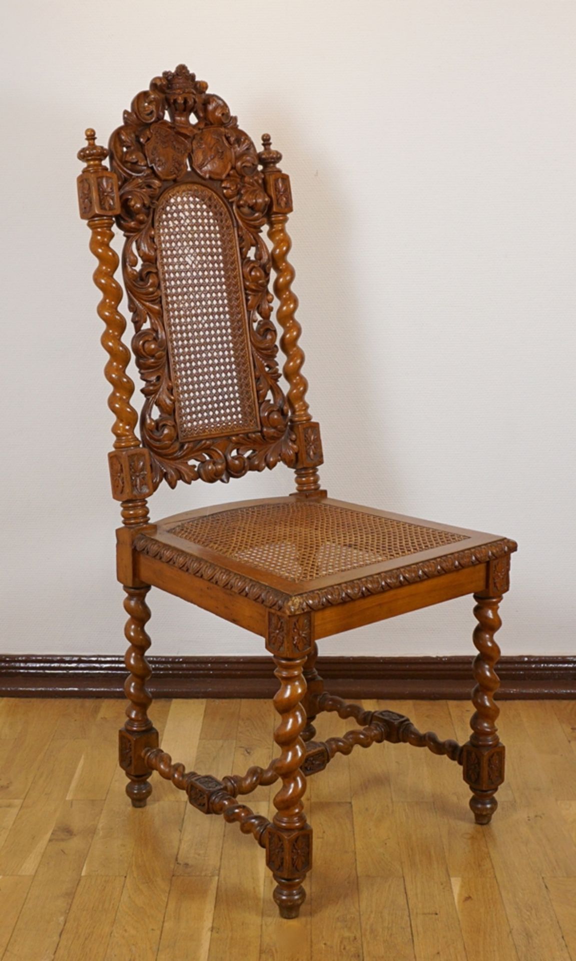 Historicism chair with coats of arms, end of 19th century