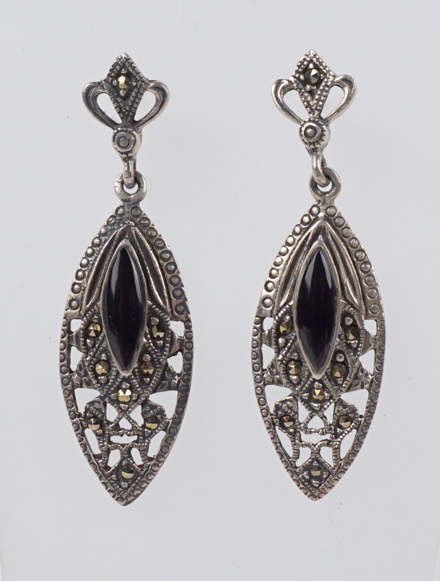 Paar Ohrringe im Art-Déco-Stil, 925er Silber, Gew.10,62g
