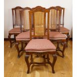 6 Stühle mit Wiener Geflecht, im Barockstil, 1920er Jahre