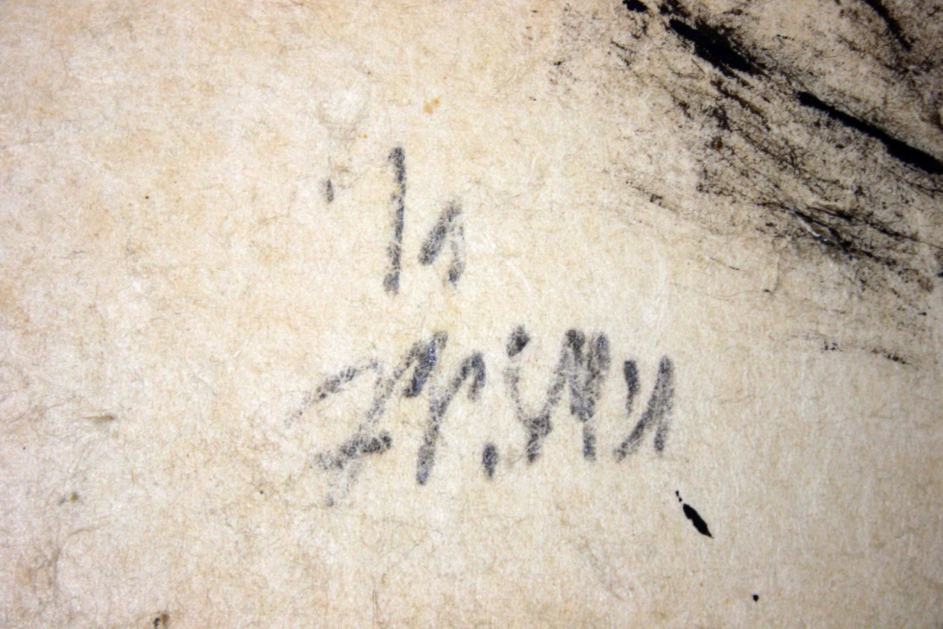 Unbekannter Künstler, 20. Jh., o.T., 1961, Acryl a. Papier a. Lwd., unlesbar signiert und dat., Ma - Image 2 of 2