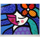 Romero Britto (brasilianisch, 1963), Girl with Flower, Serigraphie, Serigrafie, Ex.: A.P., signiert