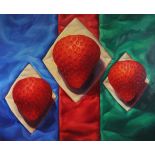 Justin Heath (britisch, geb. 1931), Strawberries at Ascot, Öl auf Leinwand. Kunstbestand Conzen.<b