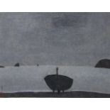 Shigeyoshi Koyama (japanisch, geb. 1940), Meer mit Boot, 1984, Aquarell, signiert, Blatt: 32 x 41,3