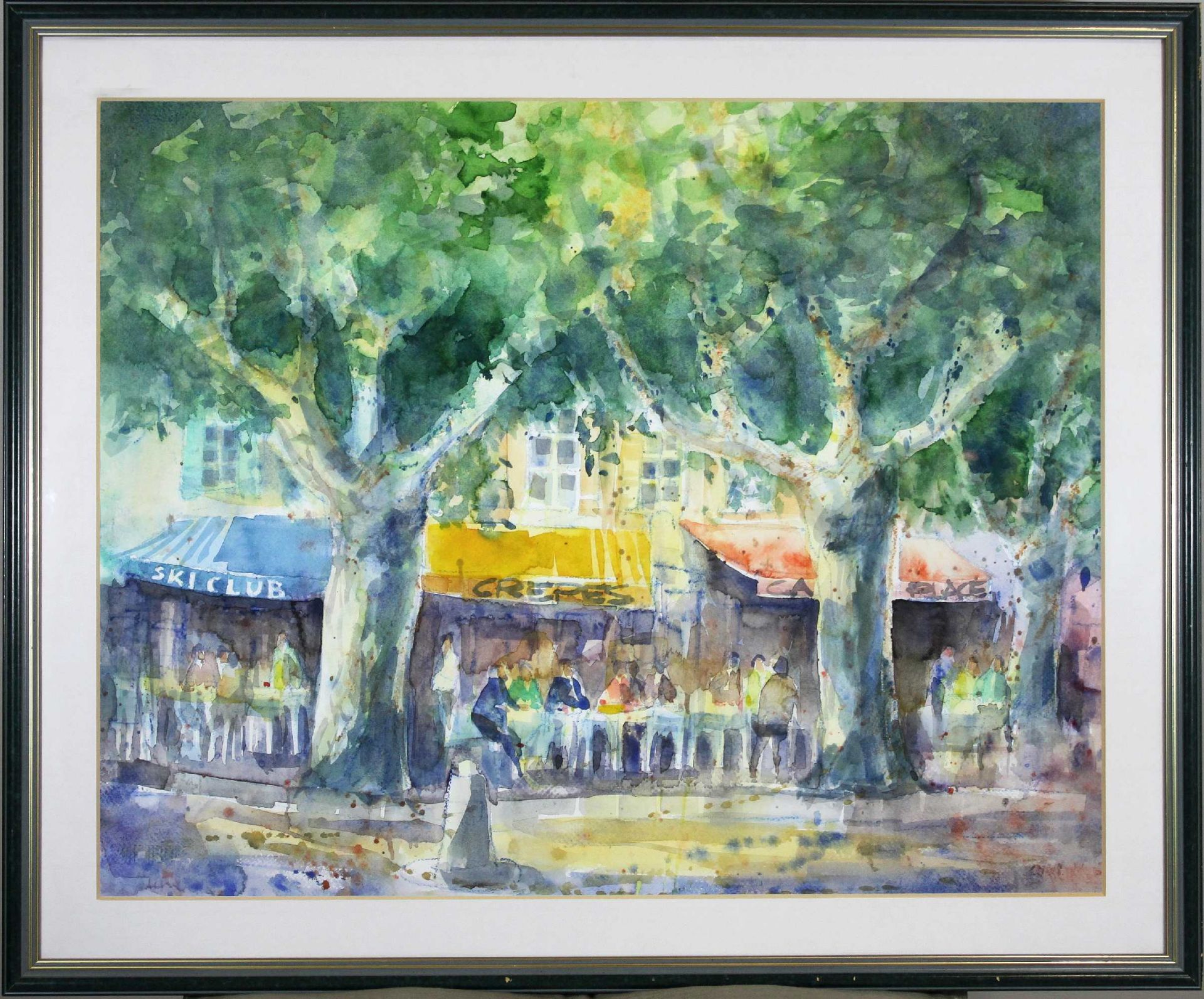 Jean Claude Picard (geb. 1945, Freiburg/Br), Sommerliche Cafeterrasse, Aquarell, Lichtmaße: 47 x 5 - Image 2 of 2