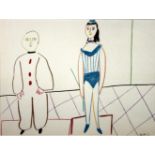 Pablo Picasso (spanisch, 1881-1973), Mann und Frau, 1954, Lithografie, Maße: Blatt: 32 x 41,3 cm,<