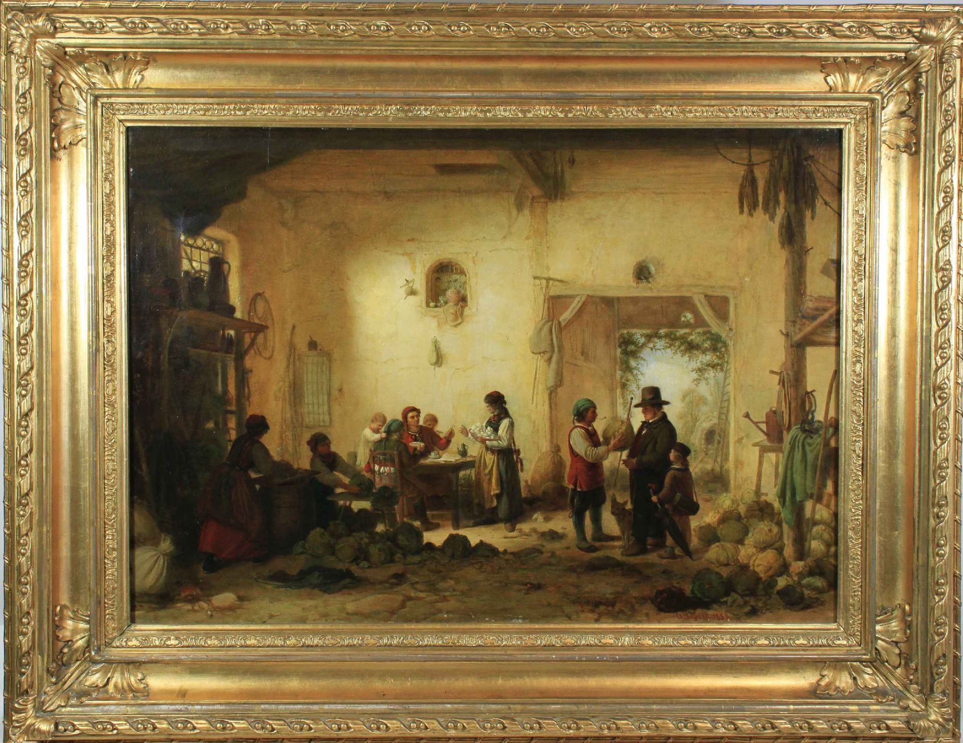 Eduard Gustav Seydel (luxemburgisch, 1822 - 1881), Beim Gemüsehändler, 1858, Öl a. Lwd., unten r - Bild 2 aus 3