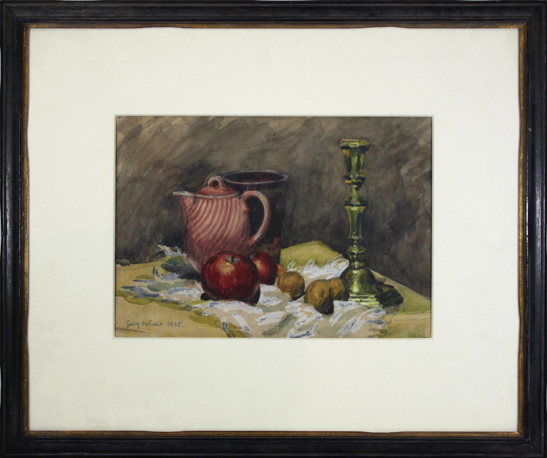 Georg Egmont Oehme (deutsch, 1890 - 1955), Stillleben, 1925, Aquarell a. Papier, signiert und dat., - Bild 2 aus 3