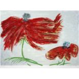 Michael Heindorff (deutsch, 1949), Rote Blume, Lithographie, handsigniert, Auflage: 10 / 30, Blatt: