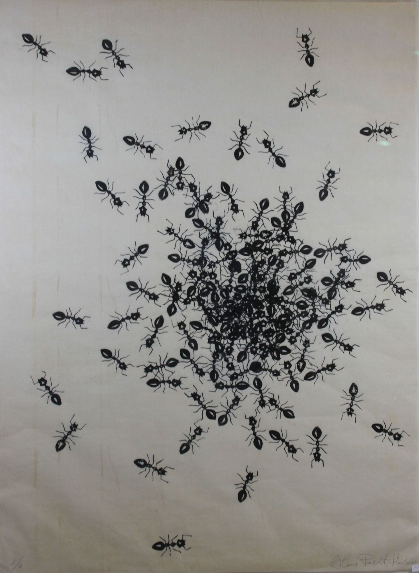 Alim Pasht-Han (russisch, 1972), Ameisen, 2000, Zeichnung, Asphaltlack, Chinapapier, signiert und d