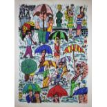 James Rizzi (amerikanisch, 1950-2011), RAIN, 1989, 3-D Litjographie, handsigniert, numm., betitelt<