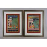 Konvolut aus 2 Darstellungen, Miniaturmalerei, Indien, 20 Jh., Pigmentfarben auf Papier, Lichtmaße