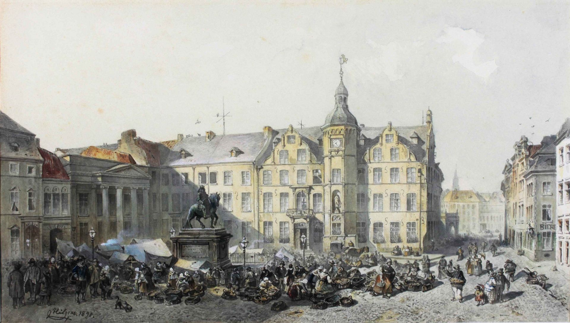 Düsseldorfer Künstler, verm. Karl Hilgers (1844 - 1925), Düsseldorfer Rathaus und Marktplatz, 18