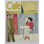 David Schneuer (polnisch, 1905-1988), Cafe, Lithografie. Auflage: 216/300, Maße: 40 x 35 cm., im P