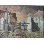 Hermann Kresges (deutsch, geb. 1915), Ruine im Gebirge, 1981, Öl a. Lwd., signiert und dat., Maße