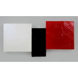 Dietmar Hinz (geb. 1944), Abstrakte Komposition, Weiss/Schwarz/Rot, Acryll auf Platte