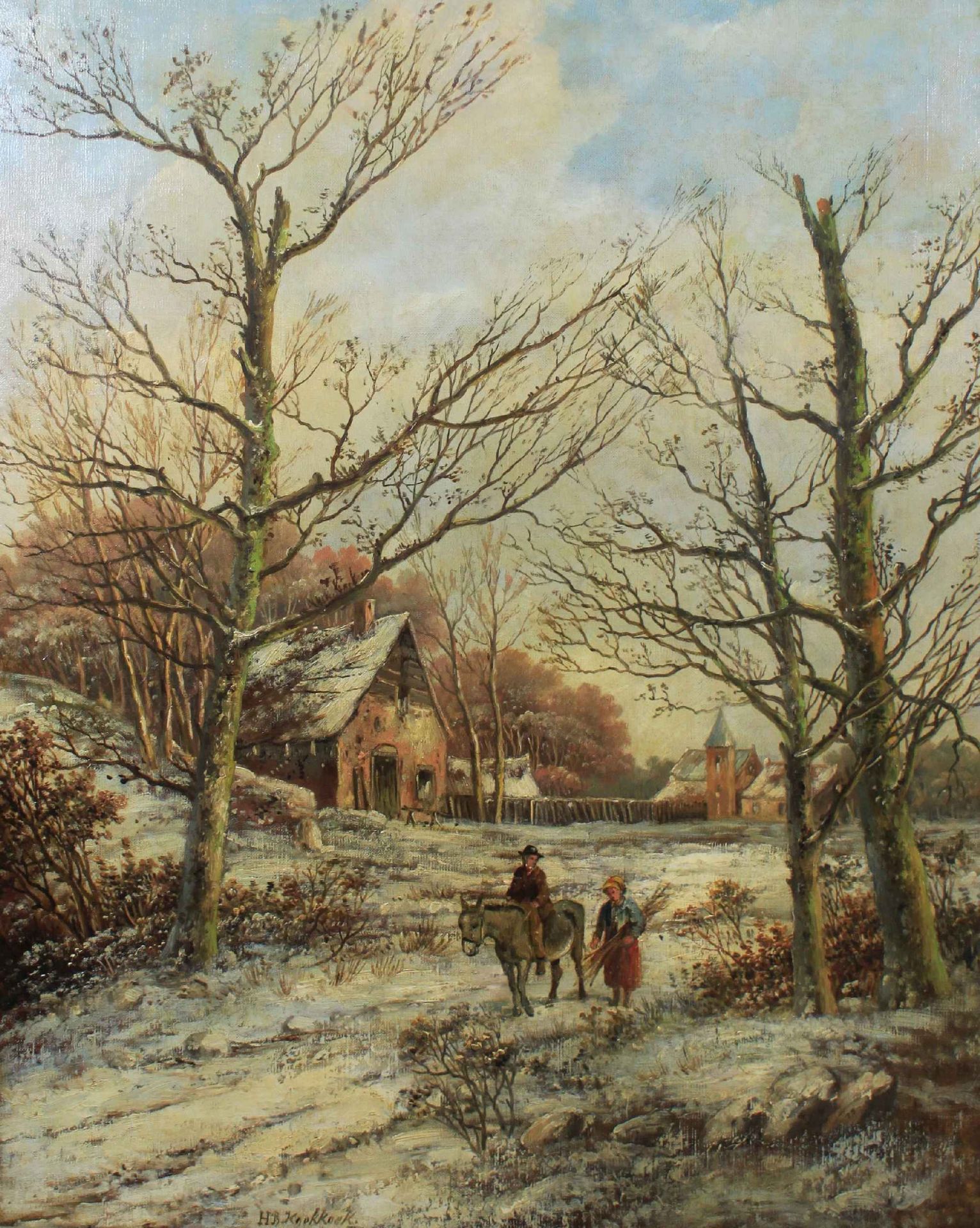 Jan H. B. Koekkoek (niederländisch, 1889-1909), Winterlandschaft, 19. Jh., Öl a. Lwd.