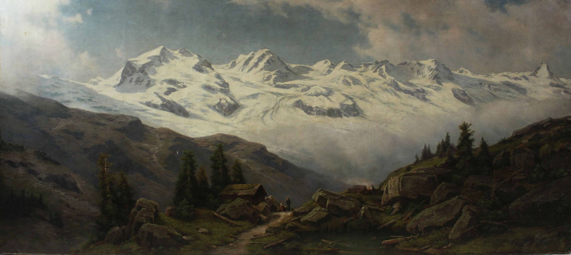 Johann Wilhelm Lindlar (Landschaftsmaler der Düsseldorfer Schule, 1816 - 1896), Gebirglandschaft mit