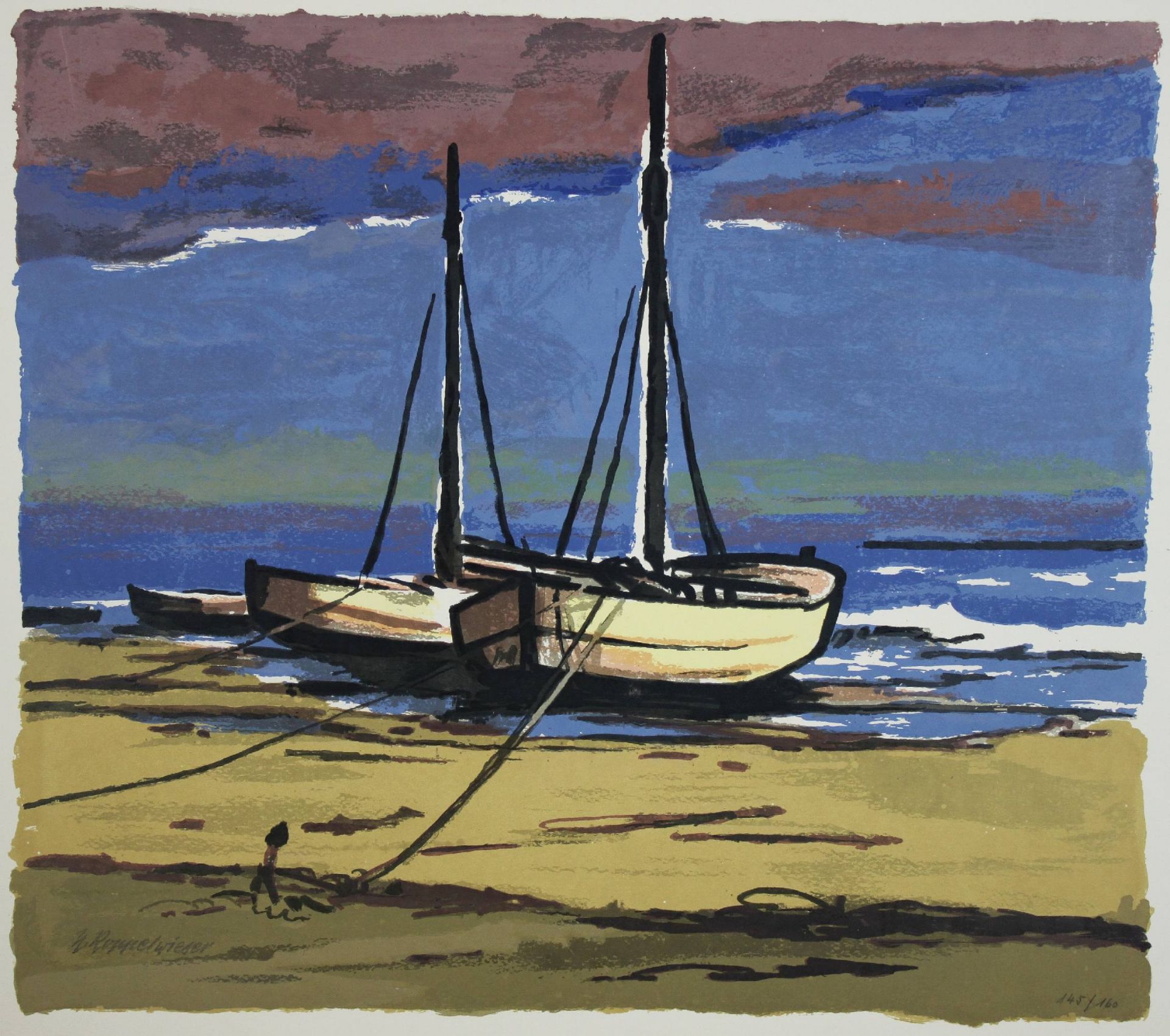 Heinz Koppelwieser (1907-1971), Segelboote, Lithographie