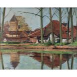 Hans Vilz (deutsch, 1902 - 1971), Dorf am Wasser, Düsseldorf 1971, Öl a. Leinwand