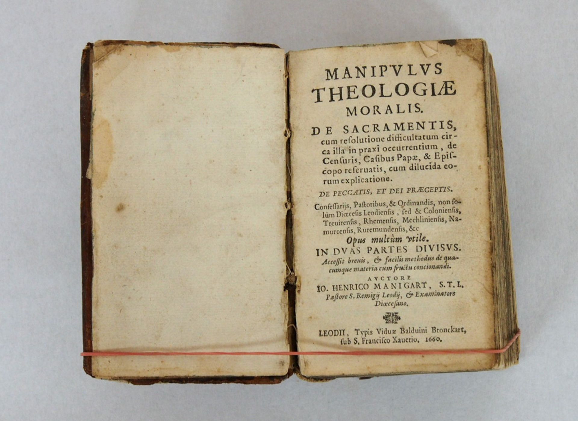 MANIGART, Johann Heinrich: Manipulus Theologiae Moralis de Sacramentis