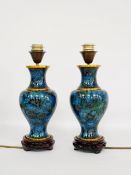 Paar Vasen als Lampen montiert