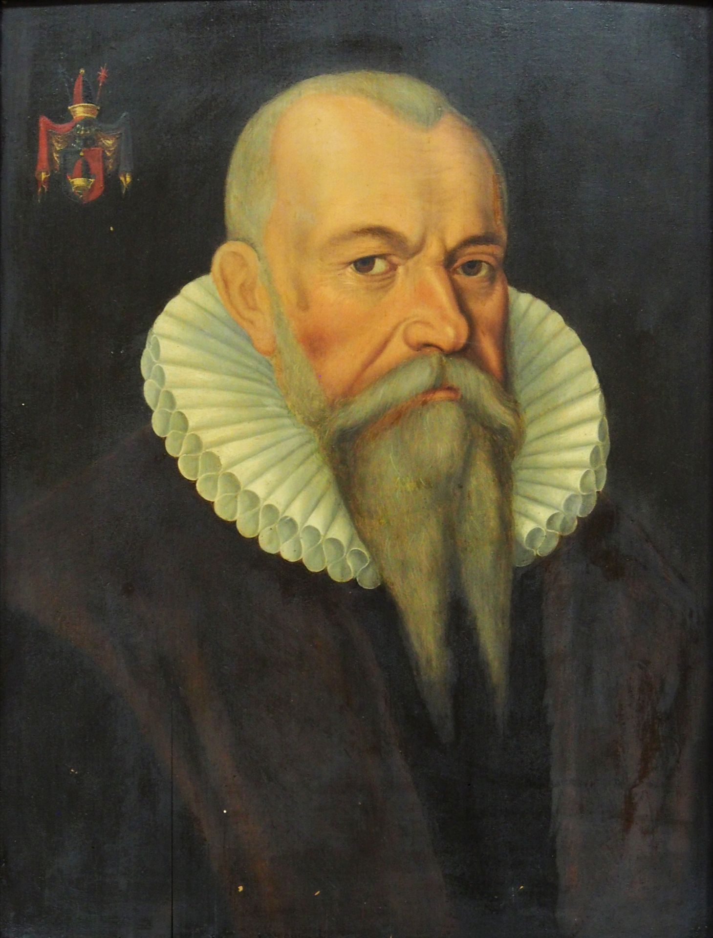 DEUTSCHER MEISTER: Porträt eines adeligen Mannes mit Wappen