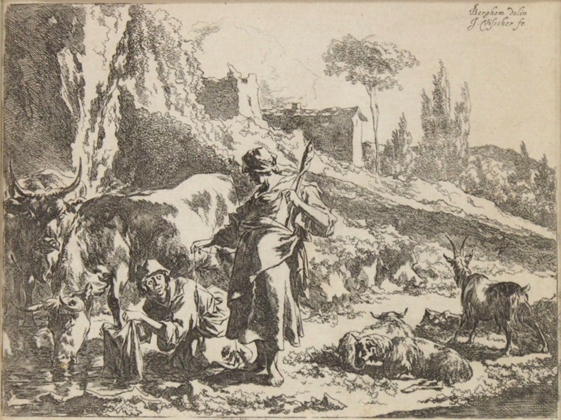 VISSCHER, Cornelis: Hirten in arkadischer Landschaft - Image 2 of 2