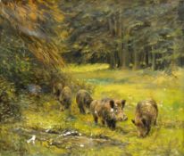 LORENZ, Willy: Wildschweinrotte im Wald