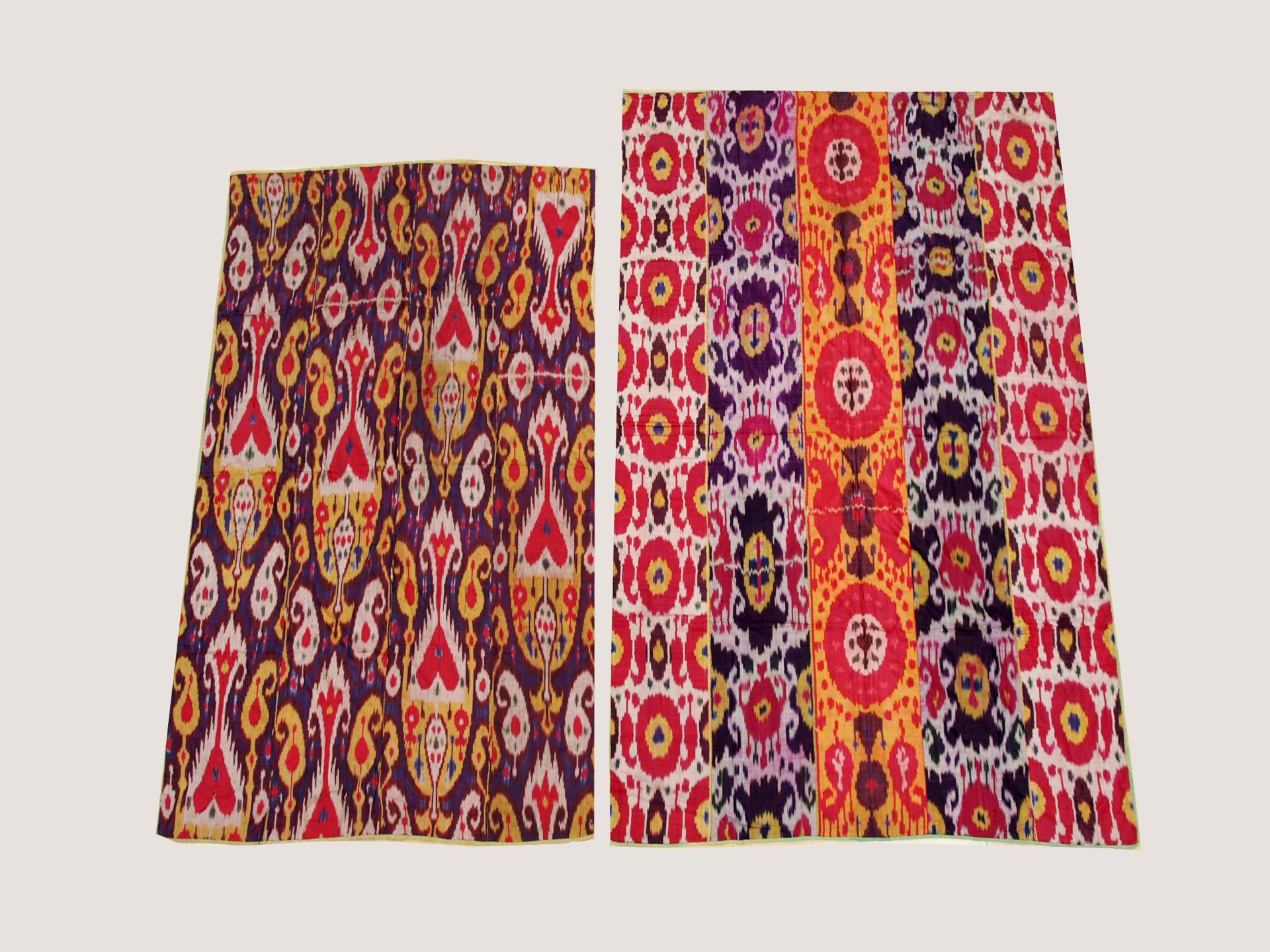 2 Tücher, Ikat 20. Jh., 214 x 129 cm, Zustand C