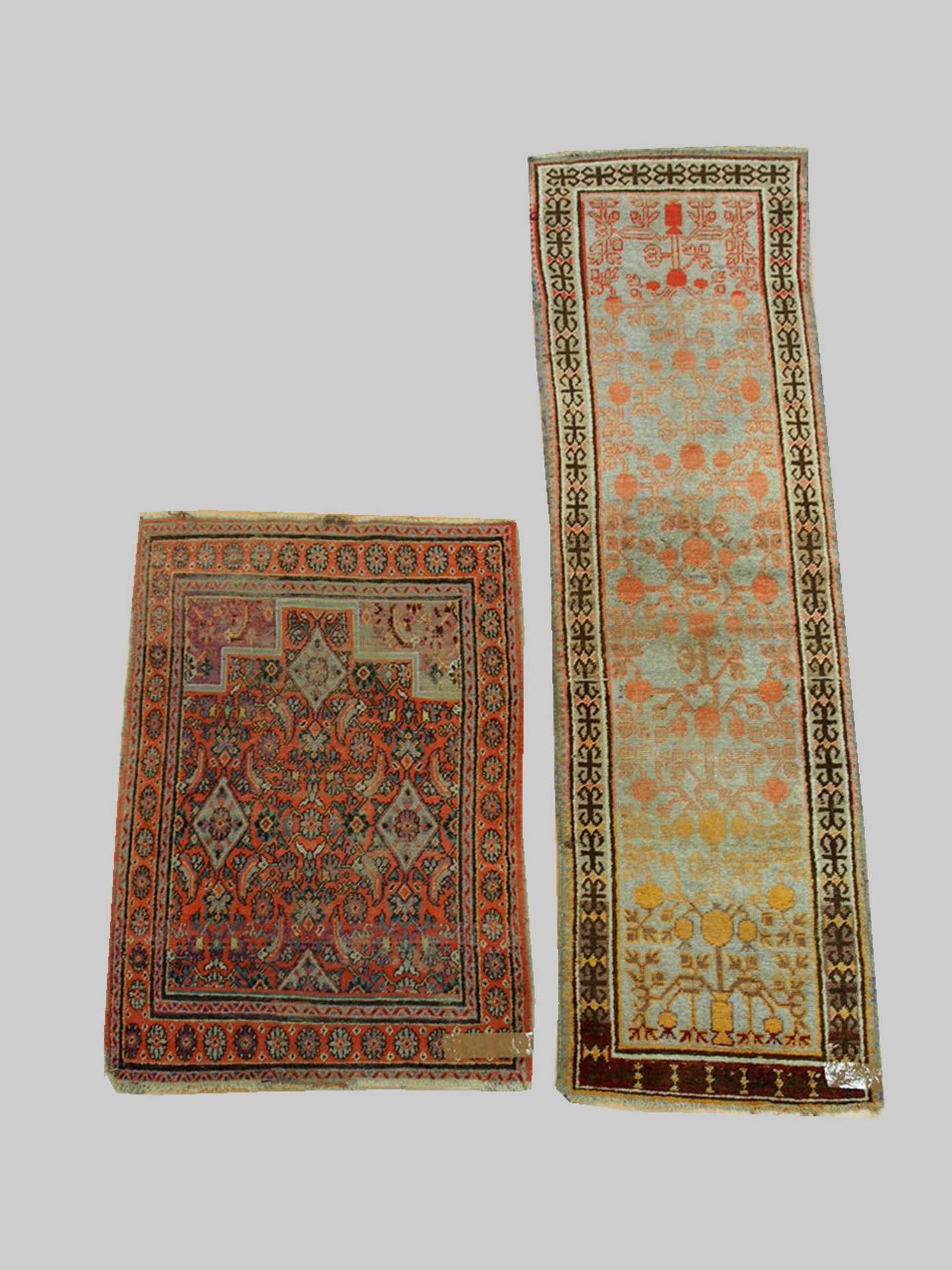 2 Samarkand, um 1900, 130 x 90 cm bzw. 233 x 65 cm, Zustand C/D