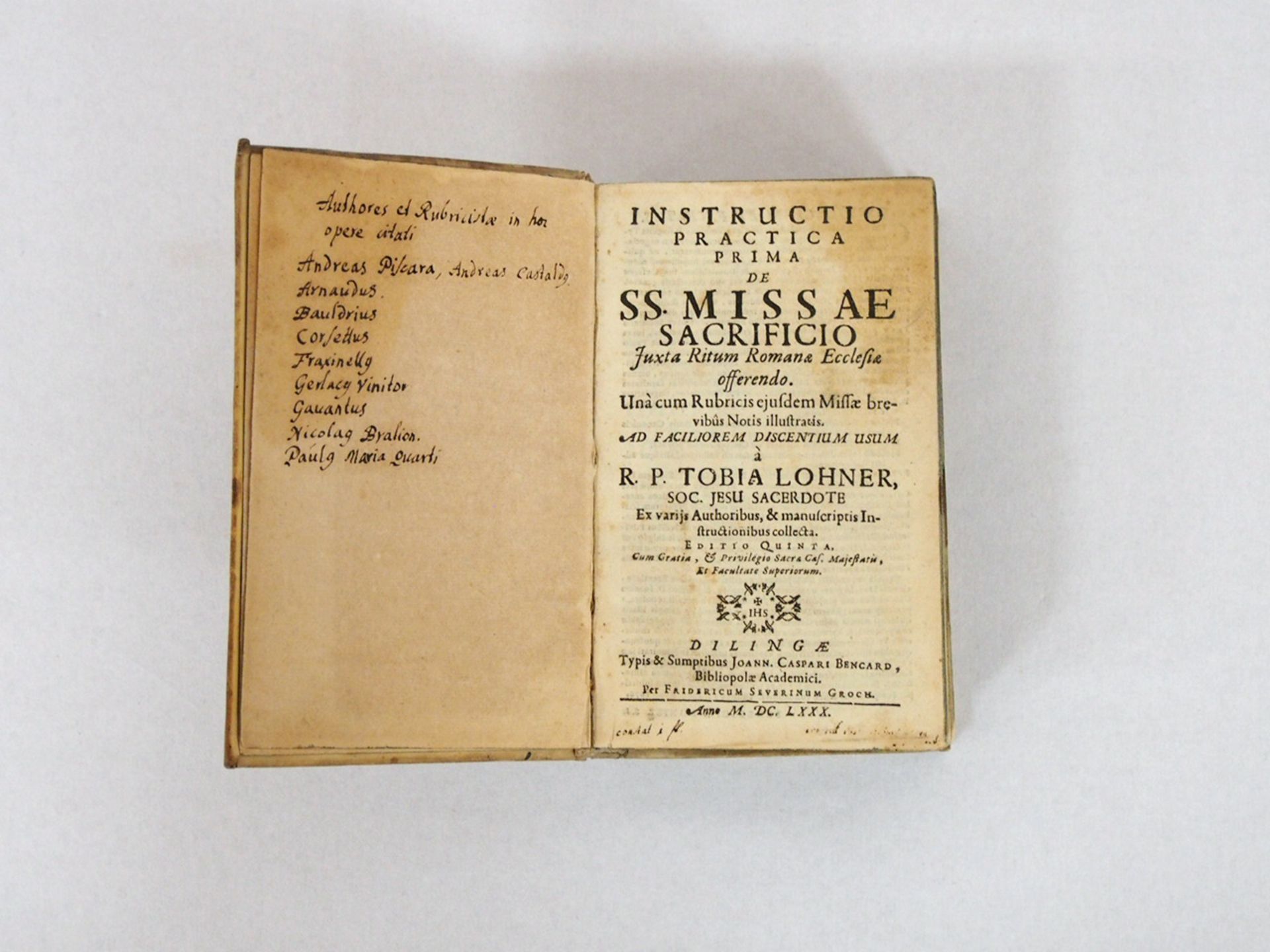 LOHNER, Tobias: Instructio practica prima de SS. Missae Sacrificio...afferendo