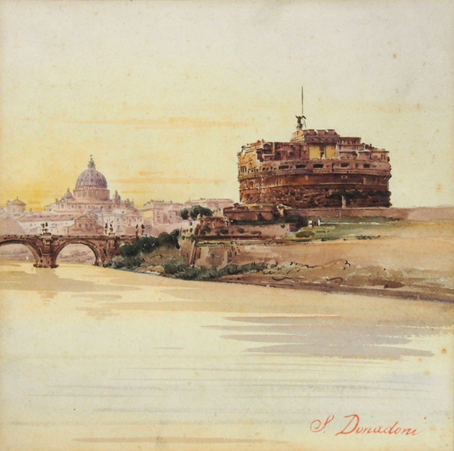 DONADONI, Stefano: Blick auf die Engelsburg und den Petersdom in Rom - Bild 2 aus 2