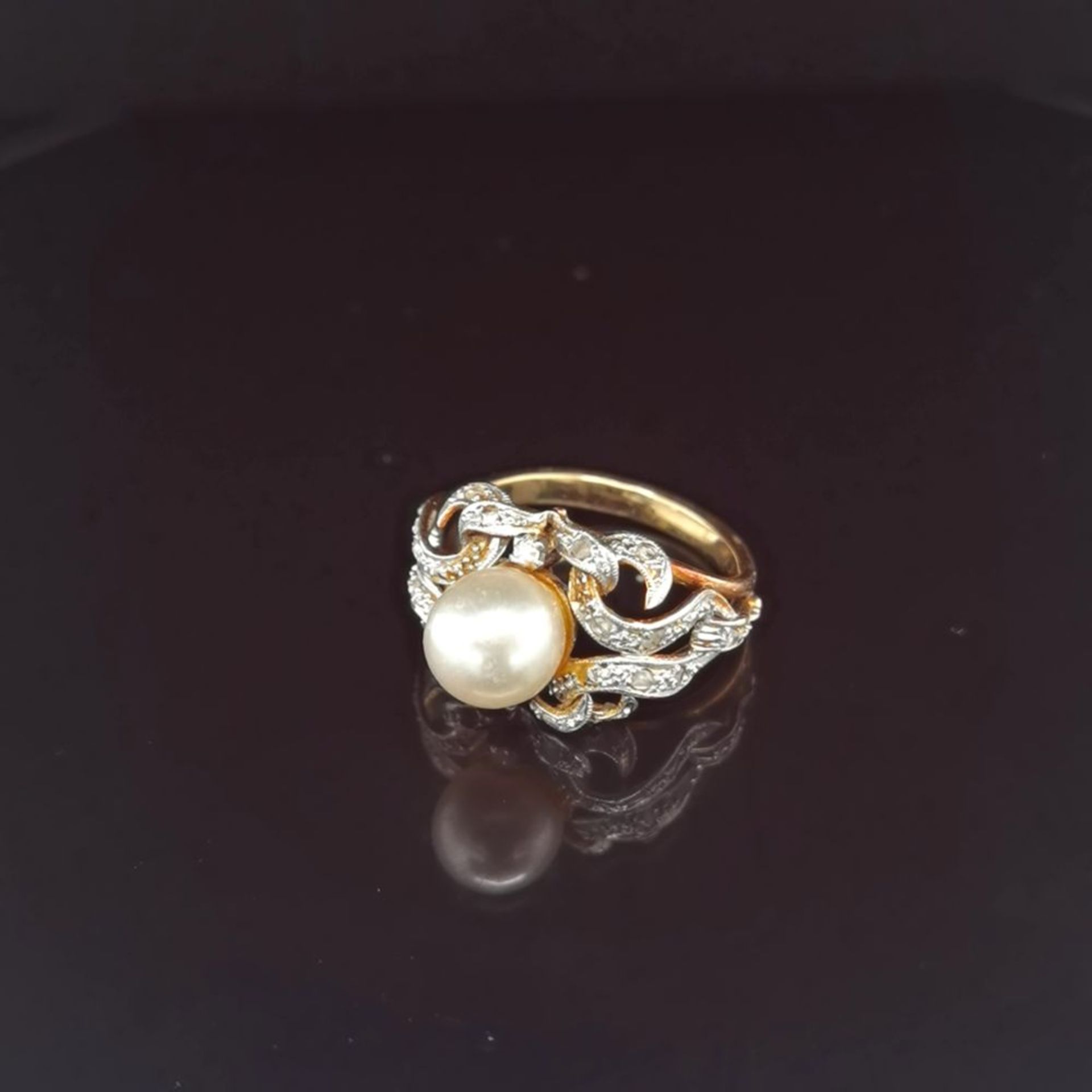 Perl-Diamant-Ring, 585 Gold 5,8