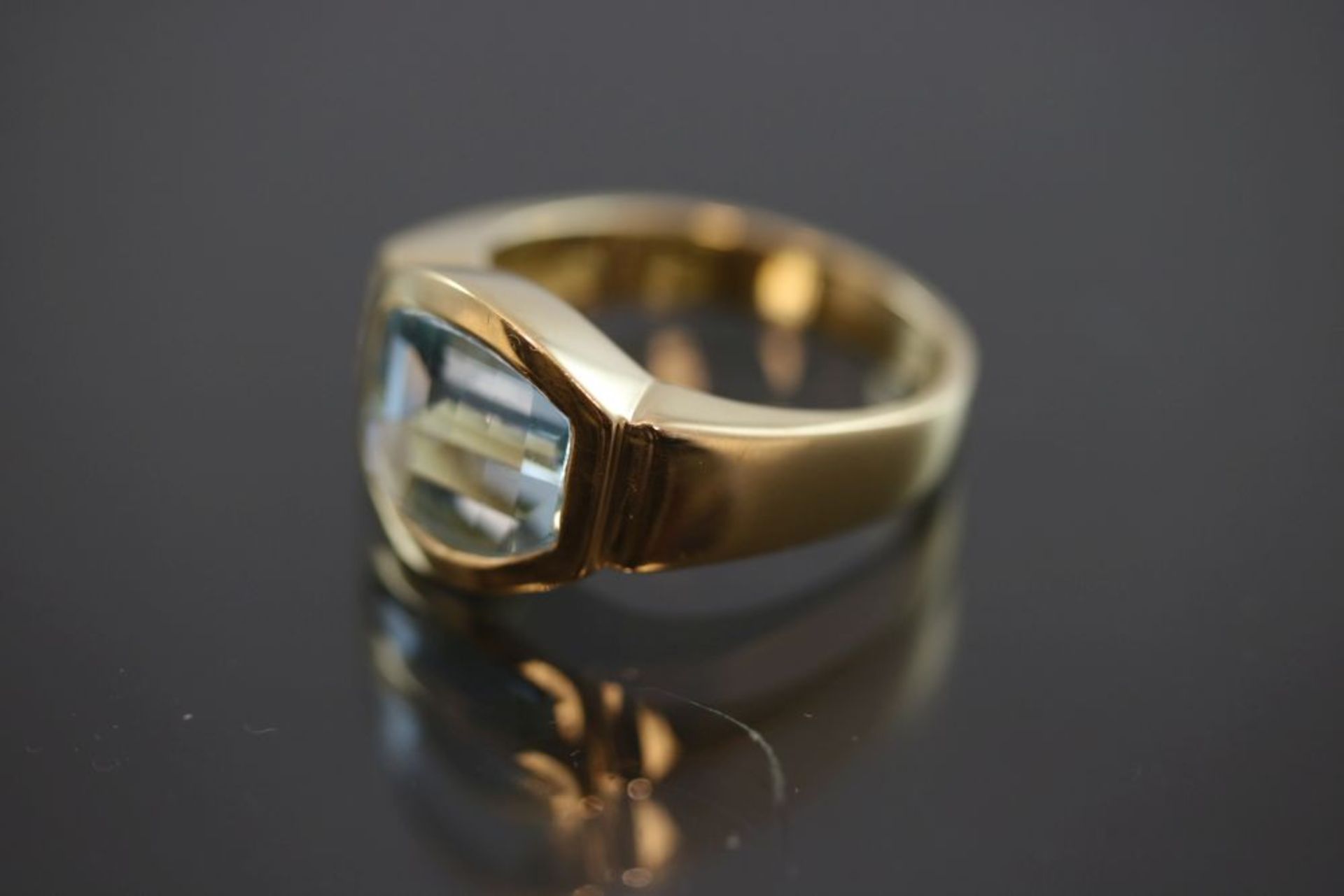 Aquamarin-Brillant-Ring, 750 Gold 9,6 - Bild 2 aus 3