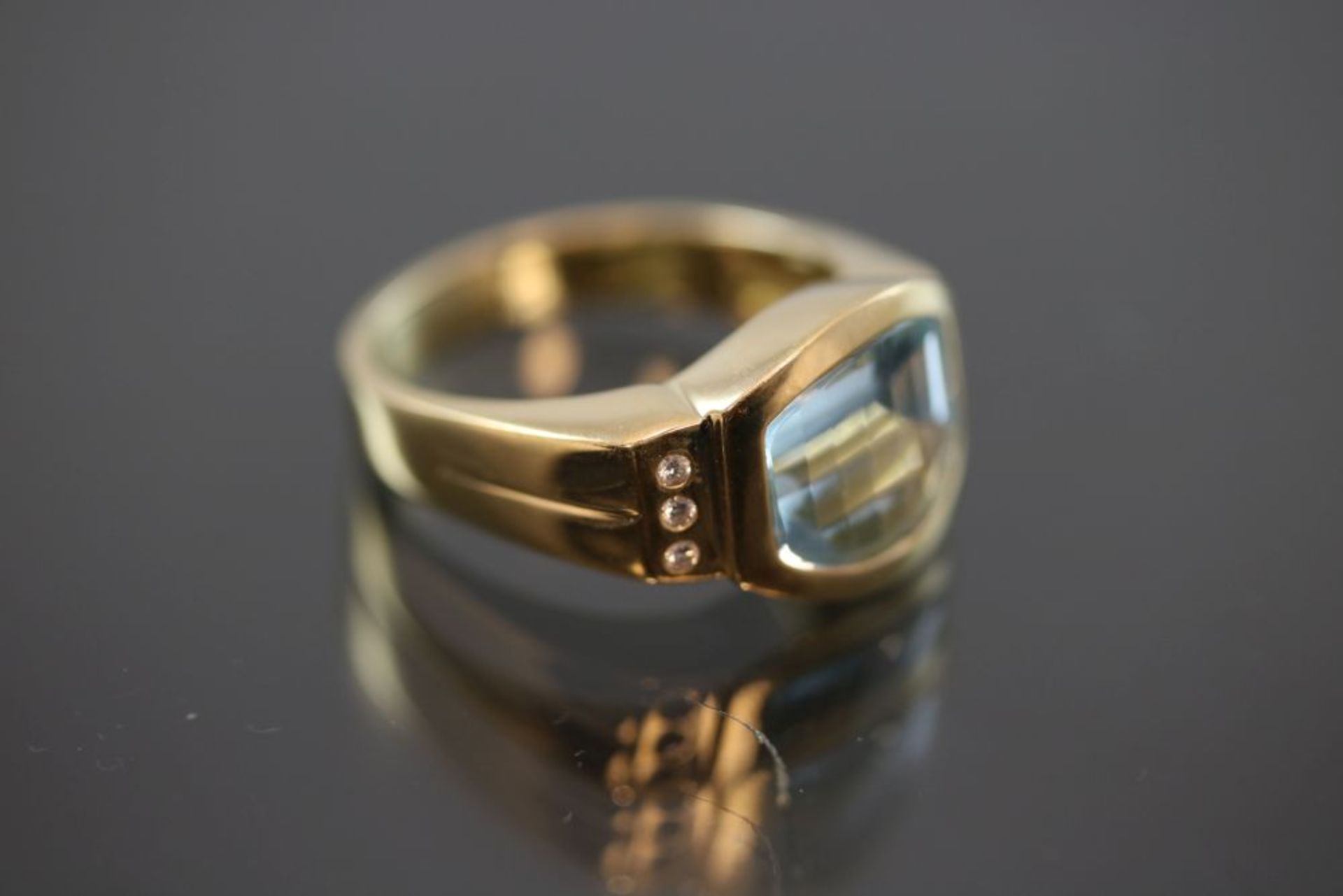 Aquamarin-Brillant-Ring, 750 Gold 9,6 - Bild 3 aus 3