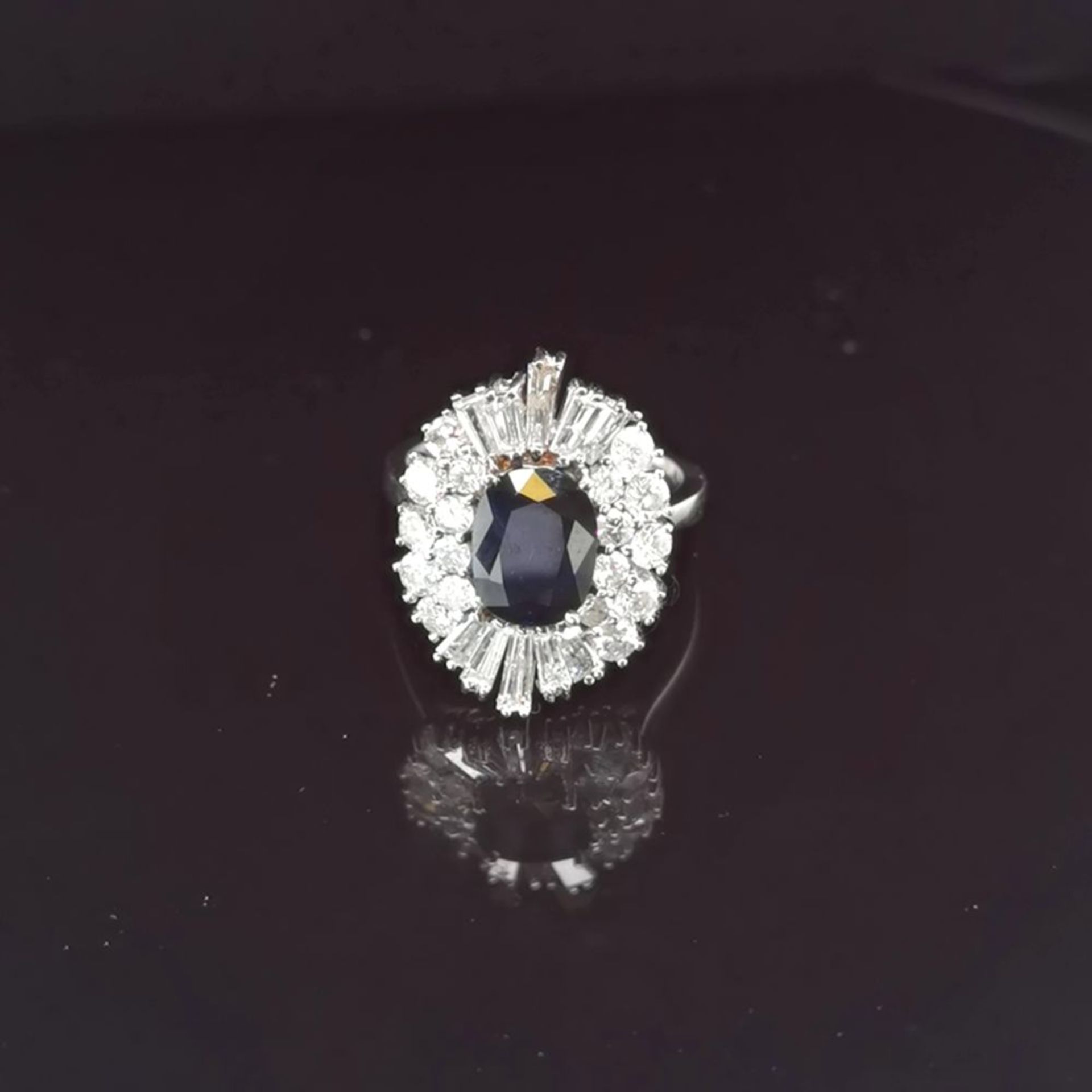 Saphir-Brillant-Ring, 585 Weißgold 6,7